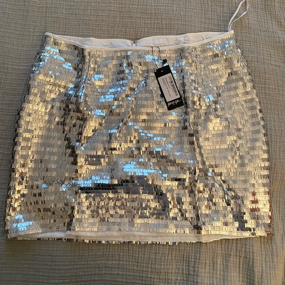 Nasty Gal Skirts Nasty Gal Sequin Mini Pelmet Skirt Silver Poshmark